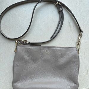 Gray Leather Crossbody Bag